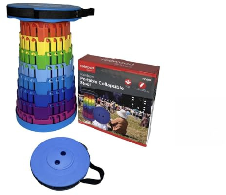 Redwood Collapsible Telescopic Folding Stool Portable Rainbow Outdoor Seat for Camping, Festivals, Fishing, Sporting Events