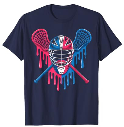 Vibrant Colorful Dripping Helmet Lacrosse T-Shirt