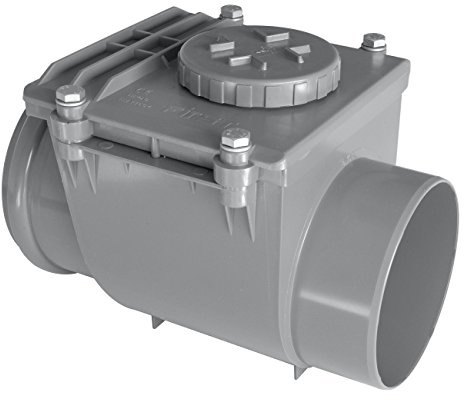 First Plast nro160g Rückstauklappe aus PVC mit O-Ring, grau, Durchmesser 160 mm