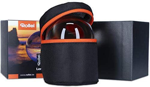 Boule de Cristal K9, Rollei Boule en Verre Transparente Sphère de Cristal 110mm avec Sac de Rangement et Chiffon en Microfibre pour Photographie Décoration