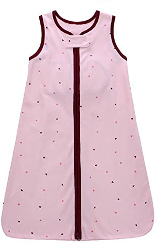 Momolaa Gigoteuse Bébé 0.5 Tog Coton Turbulette Gigoteuse été Fille et Garçon,sans Manches Sac de Couchage pour bébé Longueur 65-82cm pour bébé de 0 à 18 Mois (Rose, 0-6 Mois)