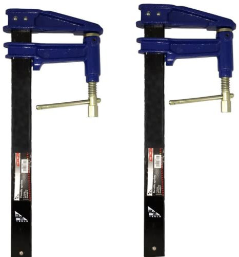 2 Piezas Tornillo de apriete con de barra de acero y tornillo de fácil liberación. Sistema de émbolo con doble rosca. Sargento fabricado en acero, con barra dentada para mas seguridad. 120x300mm