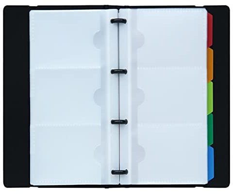 Visitenkarten Ringbuch Visitenkartenmappe Visitenkartenringbuch für 180 Karten Ideal für Büro Visitenkartenbuch Kreditkarten Schwarz 1 Stück