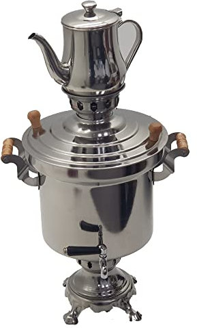 Samowar Set Edelstahl mit Teekanne Holzkohle Teemaschine mit Schornstein