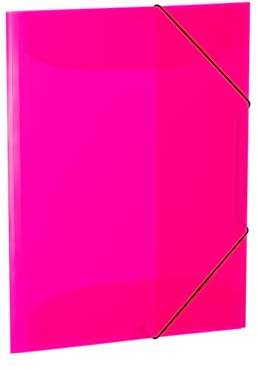 HERMA 19698 Carpeta A3 translúcida rosa neón rosa, 3 unidades, para niños, de plástico con solapas interiores y goma, juego de carpetas de plástico para niños y niñas