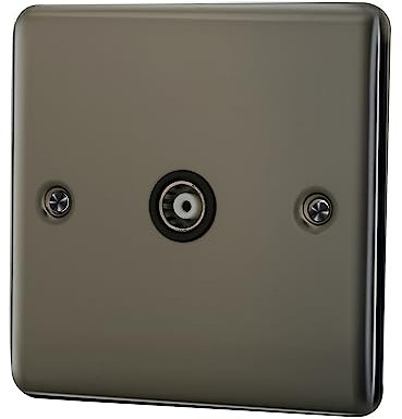 Albert Austin 1 Gang TV Isolated Socket Outlet Coaxial Standard TV Socket with Soft Round Corners Easy to Install with Fixing Screws Home and Commercial Use Coaxial Design PGM 33629 Black Nickel