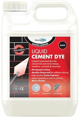 Bond It 1L Liquid Cement Dye Pigment Mortar Tone Brick Colour Render Black & Red colouring cements, mortars, concretes and renderings. (Black)