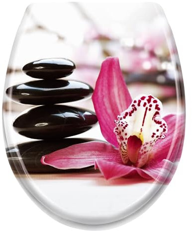 TRMLBE Toilettendeckel WC Sitz mit Absenkautomatik Toilettensitze Hochwertiger mit Quick-Release Funktion Toilettensitz Klodeckel Klobrille Toilet Seat WC Deckel, Safran-Steine