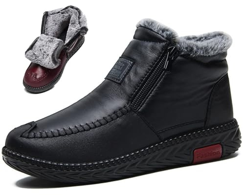 MAOAEAD Nouvelles Bottes de Neige en Polaire Épaissie Chaudes pour Femme - Bottes Imperméables Antidérapantes en Coton Chaud et Cuir - Bottes d'Hiver à Large Largeur pour Femme