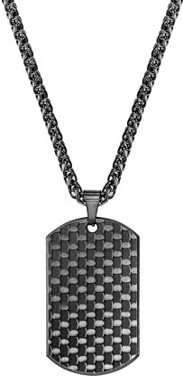 kohlenstoff 12 Dogtag Chain Damen und Herren Halskette mit Dogtag Anhänger aus Carbon und Edelstahl (60)