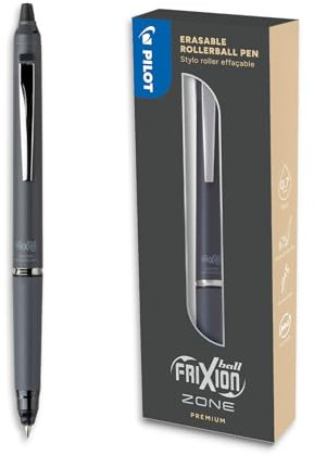 PILOT - FriXion Ball Zone Grau in Geschenkbox - radierbarer Premium Tintenroller mit thermosensitiver Tinte - nachfüllbar und mit gummierter Griffzone - Schreibfarbe Schwarz - Minenspitze in Medium