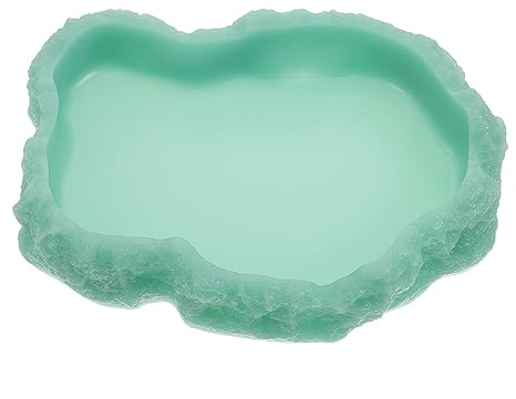 Hohopeti Bol de Nourriture pour Reptiles Nuit Luminescente, Résine Vert, Gamelle Ronde Anti-Renversement pour Terrarium Intérieur et Décoration