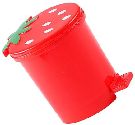 Garneck Poubelle De Bureau Forme De Fraise Rouge Mini Compacte Avec Couvercle Poubelle Kawaii Pour Maison Et Bureau Corbeille Compacte Pour Déchets Et Petits Déchets Design Mignon