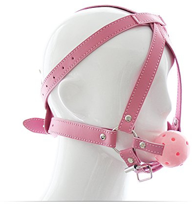 SAHOOSAFETY SM Bondage Ball Gag Mouth Gag Élargisseur buccal Bâillon en plastique Bâillon sexuel Bâillon en cuir Jeux sexuels(Pink)