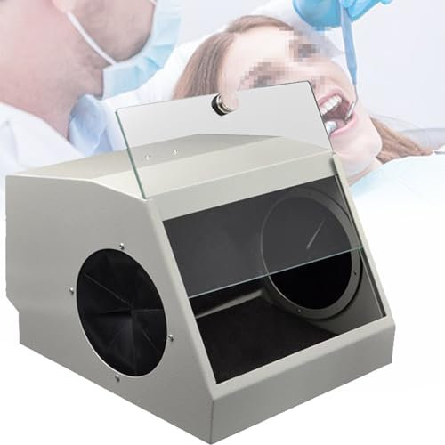 Cabina modular de granallado, caja de polvo para laboratorio dental, caja de pulido y pulido, con dispositivo de extracción y filtrado de aire, cubierta antipolvo con doble ventilación y fuente de l