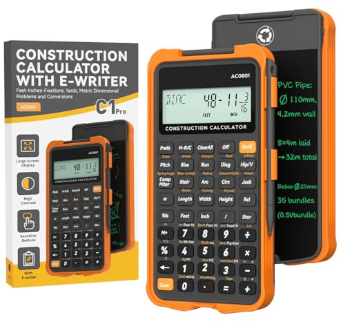 Construction Calculator with Writing Tablet Industrial & Scientific ROATEE Engineering Calculator for Contractor, Concrete Pocket Feet-inch-Fraction Calculators for Carpenter, Framer, Remodeler