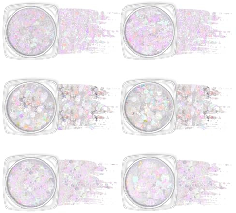 KLINNA Lot de 6 gels pailletés pour le visage et le corps, paillettes pour le visage et le corps, maquillage de fête, accessoires de maquillage d'Halloween et de carnaval