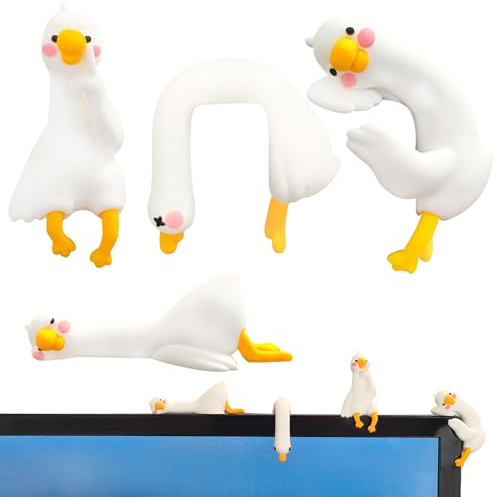 OuryTech Mini Figuras, 4 Piezas Decoración de Escritorio Oficina Gadgets con Figuras en Miniatura Animales como Divertidos Regalos de Oficina, Ganso