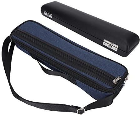 HUSHUI Custodia per Flauto Borsa Portatile Imbottitura Leggera in Flanella per Musicisti Tessuto Oxford Nero Blu 1 unità