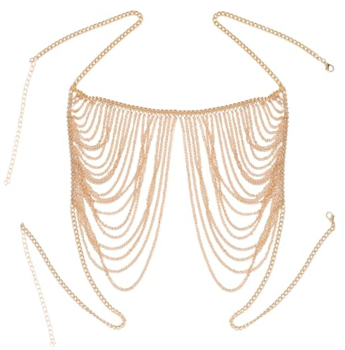 Chaîne Corporelle de Femmes à Franges, 1 Pièce en Alliage | Style Fashion et Élégant, Teinte Or, pour Bars et Danse, Aspect Unique et Attrayant