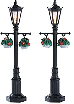 Lemax julby gammal engelsk lampa post uppsättning av 2 batteridrivna (4,5 V) – 74231