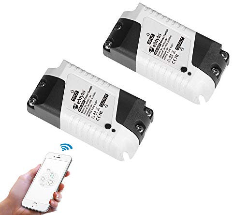 eMylo Smart WiFi-Schalter Mini Wireless Relay Lichtschalter AC 220V Smart Life App Fernbedienung Home Automation Timer Kompatibel mit Alexa Echo Google Home IFTTT Unterstützung IOS Android 2 Packungen