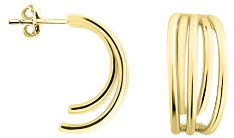 SOFIA MILANI - Damen Ohrringe 925 Silber - vergoldet/golden - Bogen Steck Creole - E1278