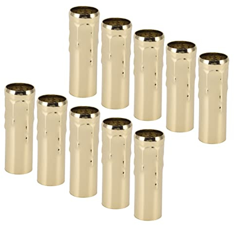 Ljuslampshållare Tube, 10st E14 Metallrör Lamphuvud Hölje Järn för Ljuslamphållare Tube Lampfot 25x80mm Kristallkrona, Paneler och Enheter(S guld)