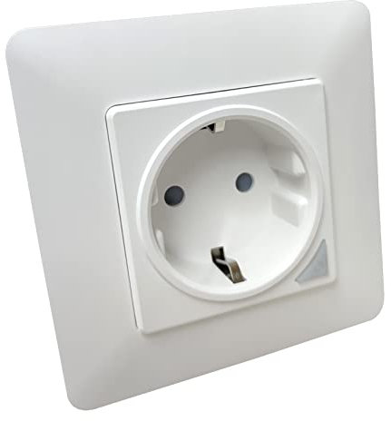 LED ATOMANT Enchufe de Pared Inteligente Wifi 16A con Medidor de Consumo, Base Schuko para Empotrar con Control Mediante APP Smart Life, Compatible con Alexa y Google Home, Medidas Standard