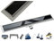 AQUA HEATING linearer Bodenablauf Gehärtetes Glas Edelstahl superflach Komplettset für Badezimmer mit bodengleicher Dusche, Duschrinne Ablaufgarnitur-Set, Duschablauf mit Siphon 60 cm schwarz