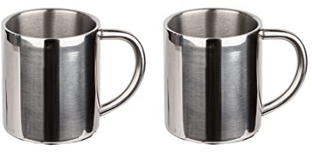 BigDean 2er Set Edelstahl-Thermobecher - 200ml je Campingbecher - Kaffeetasse aus hochwertigem Edelstahl - Kaffeebecher bruchsicher - doppelwandige Camping Tasse - glänzend