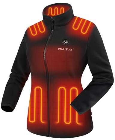 Venustas Women's Fleece Heated Jacket with Battery Pack, Soft Lightweight Heating Coat for Outdoor Activities