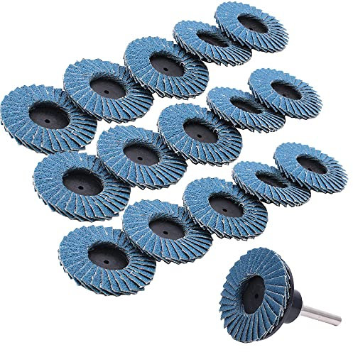 Gasea 15Pcs 2 inch 50mm Roll Lock Flap Disc Grinding Sanding Wheel 40Grit 60Grit 80Grit Abrasive Discs Grinder Discs Grinding Wheels