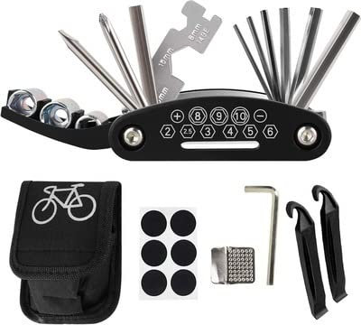 Fahrrad Reparatur Set, 16 in 1 Fahrrad Werkzeug Reparaturset Werkzeugset Fahrradflickzeug Reparaturset Multifunktionswerkzeug mit Tasche