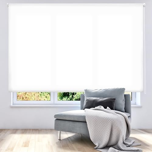 ECOMMERC3 | Estor Enrollable Translúcido Liso 160x250 Ancho x Alto - Estor Enrollable Medida Tela 157x245 - Estor Fácil Instalación a Pared o Techo - Estor Blanco