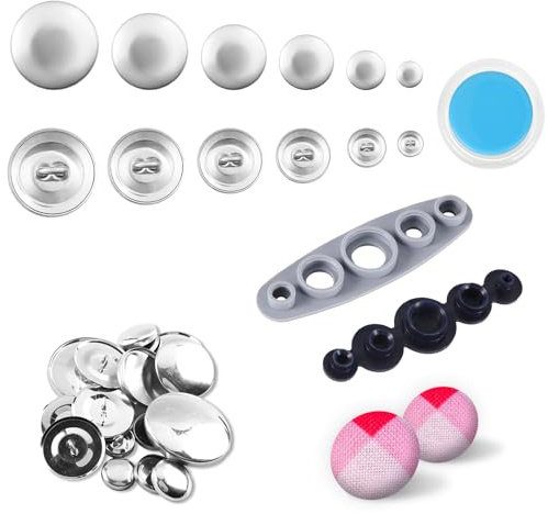 Kit Copribottoni 120 Pezzi con 6 Dimensioni e 2 Strumenti di Installazione per Creare Bottoni in Tessuto per Amanti del Fai Da Te