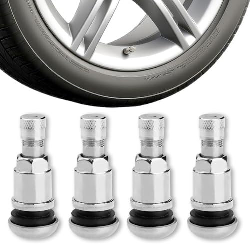YSOOUA 4 STK Metallventile für Alufelgen Universal Metallventile Reifenventil Auto Metallventil 11,3mm Neu Silber Felgen Ventile für Auto,Motorrad und Fahrradreifen
