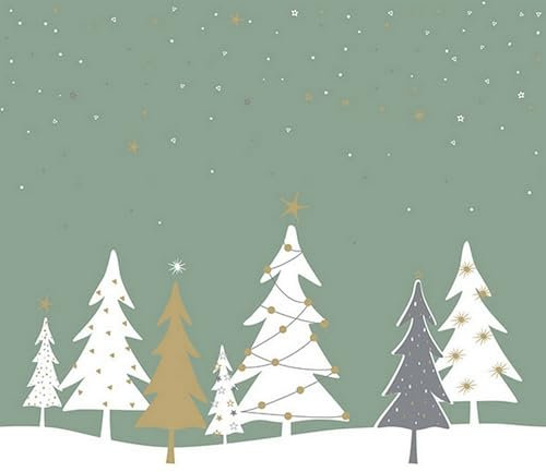 20 Servietten Winter Winterbäume in einer grünen Nacht als Tischdeko. Papierservietten mit Motiv. Auch für Decoupage und Serviettentechnik 33x33cm