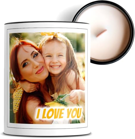 Velas perfumadas personalizadas con foto - Día de la Madre - San Valentín para ella - Regalo mujer cumpleaños - Regalo para mamá personalizado foto - cerámica - cera de soja