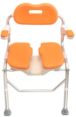 SUPBEI Silla de Ducha, Silla de Ducha para Ducha Interior, U-Forma Asiento Resistente Silla de Ducha, Silla de Ducha con Brazos para minusválidos, Silla de bañera,Naranja
