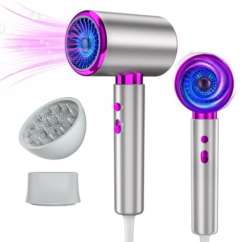 DMTIVMG Professional Hairdryer 2400W Hair Dryer Diffuser Set 3 Heat 2 Speed Settings with Cool Shot Thermostatic Control Lightweight for Travel Home Salon