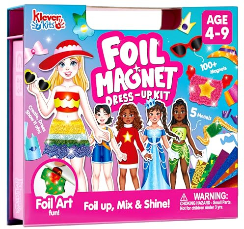 Klever Kits Muñecas magnéticas de vestir para niñas a partir de 4 años, juego de estilo de lujo con 5 muñecas de princesa, más de 60 trajes magnéticos y accesorios de aluminio, libro de actividades