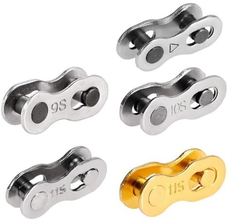 aqxreight 1 par / 5 Pares de Eslabones de Cadena de Bicicleta Herramienta de Reparación de Cadena de Bicicleta Eslabón Perdido Conector de de 6-8S / 9S / 10S / 11S y de Montaña a Fuerza de un Uso