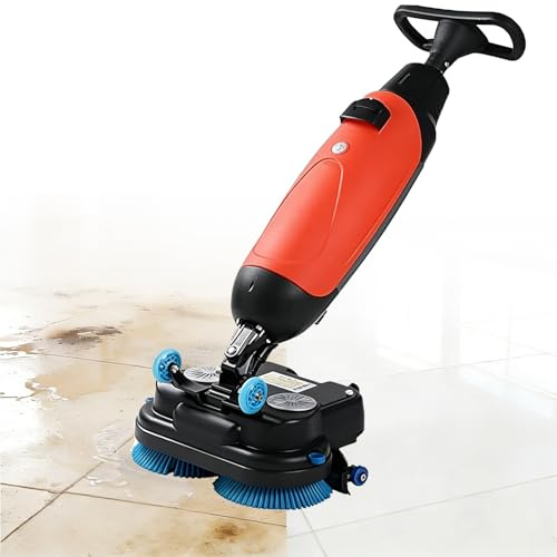 HNBYLMM Professional Floor Scrubber Machine, 350 RPM Walk-Behind Floor Cleaner Polisher, with 2 Brushes & Tanks, 90-120 Min Battery, Coverage Area 1000 m²/h, for Concrete, Tile & Sealed Floors