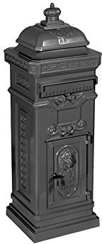 antiker englischer Standbriefkasten Modell: Luna, Farbe: grau, Material: Aluminium, Höhe: 102cm, nostalgischer Standbriefkasten Briefkasten Postkasten Antik Retro Jugendstil Nostalgie Standpostkasten