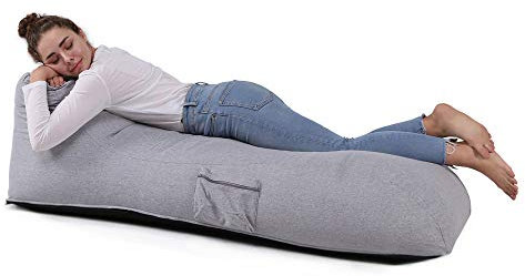 QSack Saco de Asiento Camilla Indoor EPS relleno schadstoffgeprüft microperlas Saco interior sofá, gris