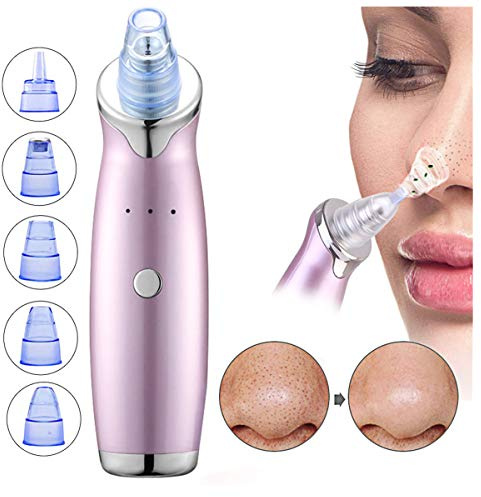 Blackhead Remover Vacuum, Electric Facial Pore Cleaner Acne Comedone Extractor Set with 5 Suction Probes and 3 Adjustable Suction Force for All Skins -USB Rechargeable