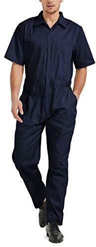 TopTie Herren Arbeitsoverall Kurzarm Overall Herren Arbeitskleidung mit Elastischem Bund- Marine XL