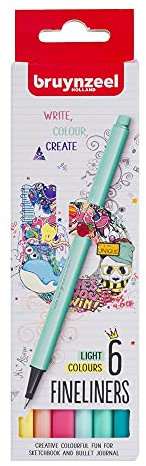 Bruynzeel Fineliner Pinselstifte, 6-teilig, hell