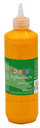 Ledacolor Stoffmalfarbe | Flüssige Textilfarbe | 500 ml | GELB | für Kinder [unbedenklich] | Gebrauchsfertig | für kreative Designs auf Textilien | WASCHFEST